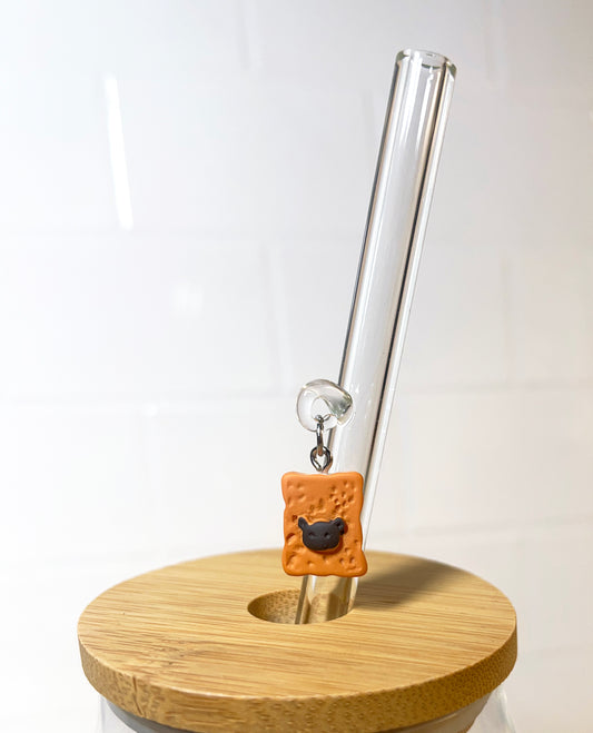 Bear Toast Charmed Glass Straw