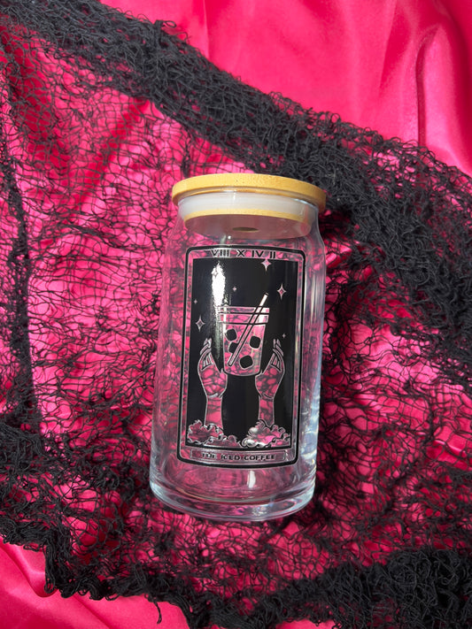 The Coffee Tarot Card glass can cup
